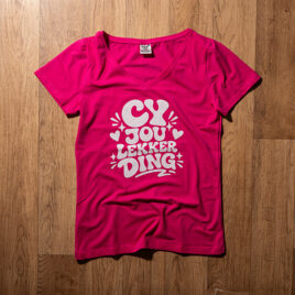 CY Jou Lekker Ding Pink Ladies Tees (V-Neck)